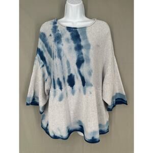 J Jill Sweater Womens Small Blue Tie Dye Knit Beachy Oversized Boho Loose Flowy